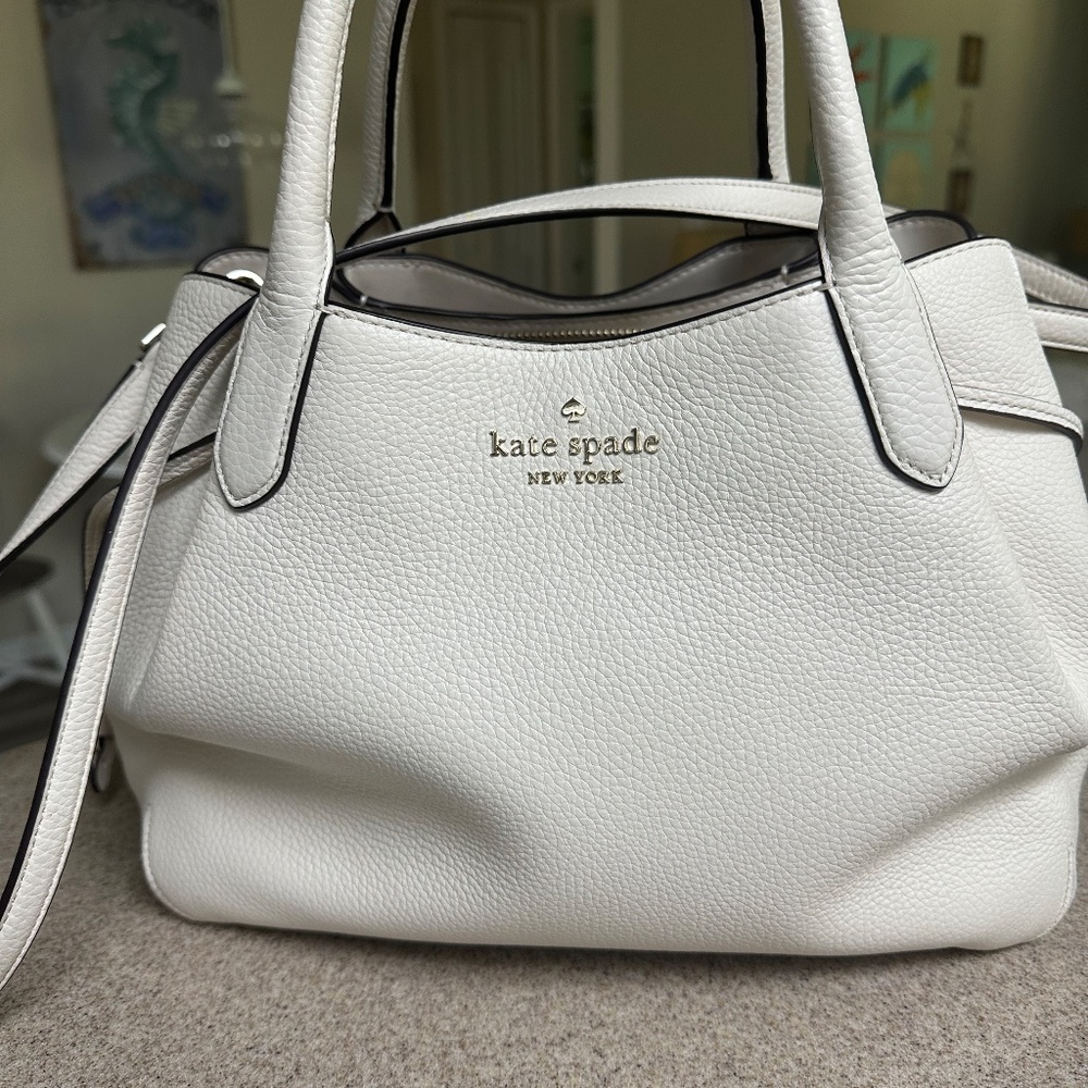 ♠️Kate Spade Dumpling Large Pebbled Leather Satchel Crossbody, Parchment
